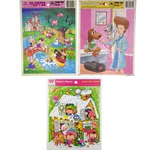 Vintage Frame Tray Puzzle Lot Santa's House Pound Puppies Walt Disney Favorites